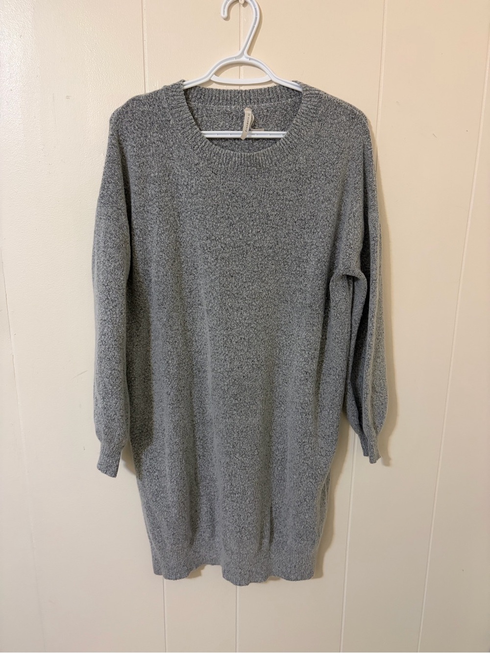 Cozy Gray Knit Sweater Dress - Lightweight Long Sleeve